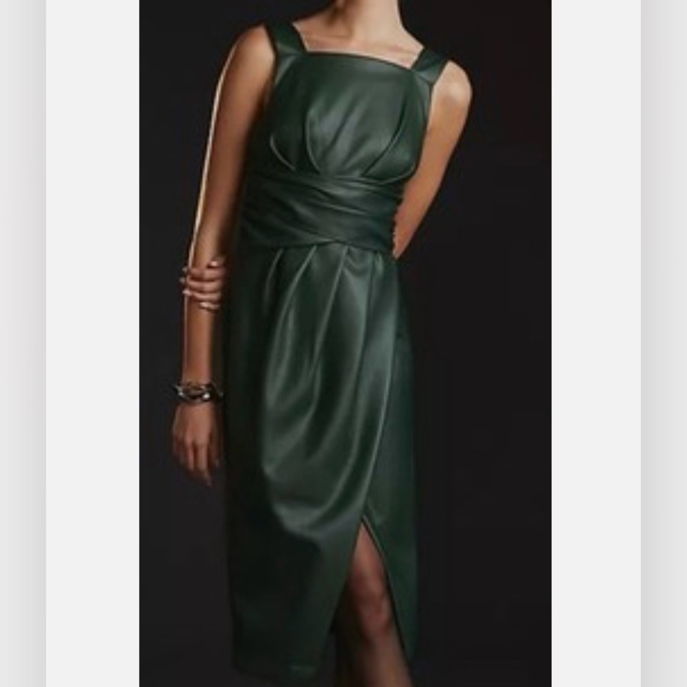 Anthropologie Forest Green Sleeveless Midi Sheath Dress